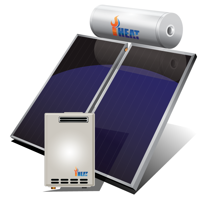 Solargain 300L Double Panel Roof Mount with Inline Gas Boost IHeat Gas Hot Water Solutions